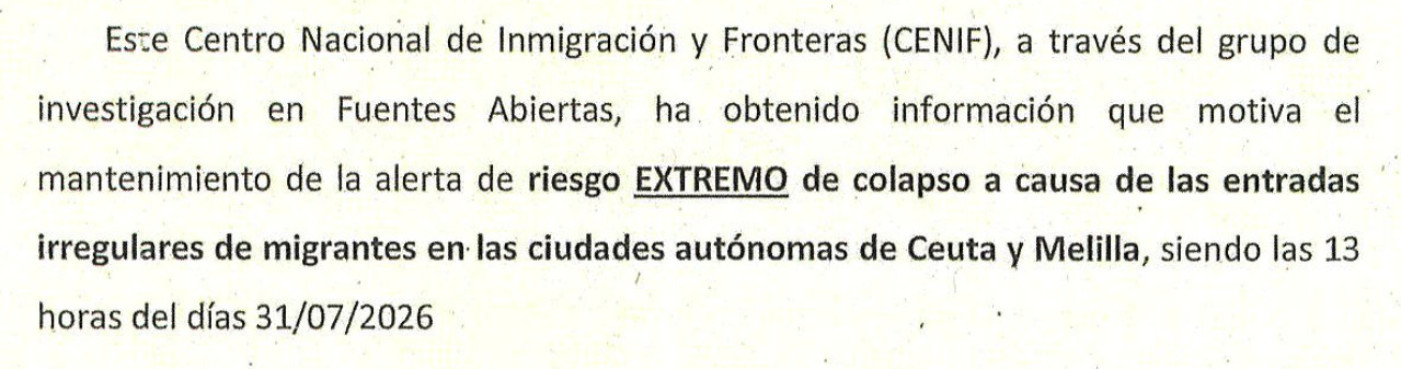 Mantenimiento del riesgo extremo de colapso, siendo las 13 horas del 31 de julio.