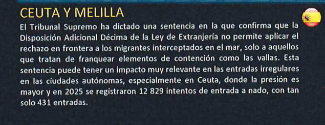 Apartado Ceuta y Melilla: impacto previsto de la sentencia en las entradas irregulares.