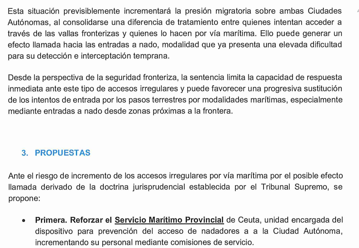 Efectos de la sentencia y propuesta de refuerzo del Servicio Marítimo Provincial de Ceuta.